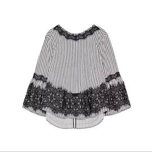 ZARA | Stripes & Laces Blouse Top